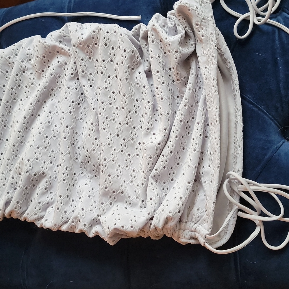 Lucy In The Sky Montana Cut Out Eyelet Mini Dress Dusty Blue - Picture 7 of 11